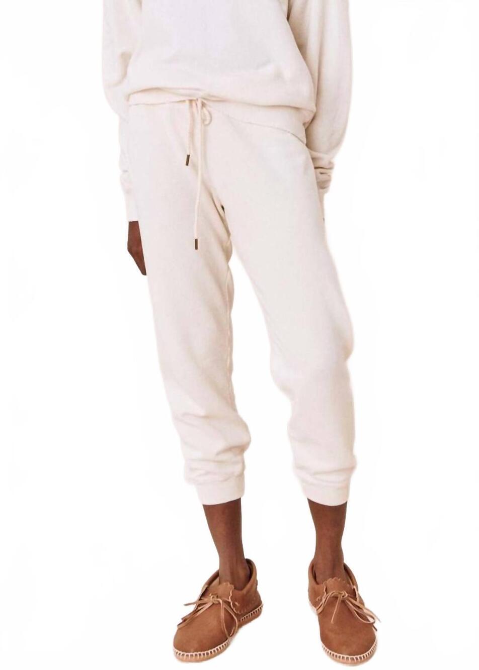 NEW THE GREAT. cropped sweat pants in washed white